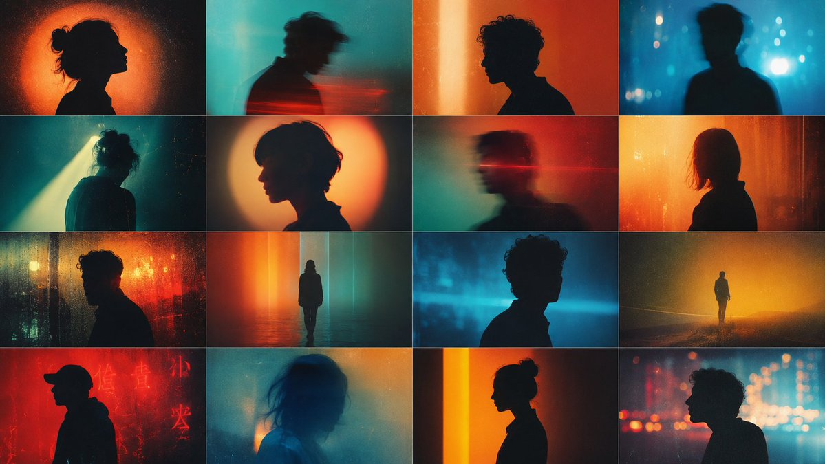 Portrait cinematic film neon futuristic melancholic