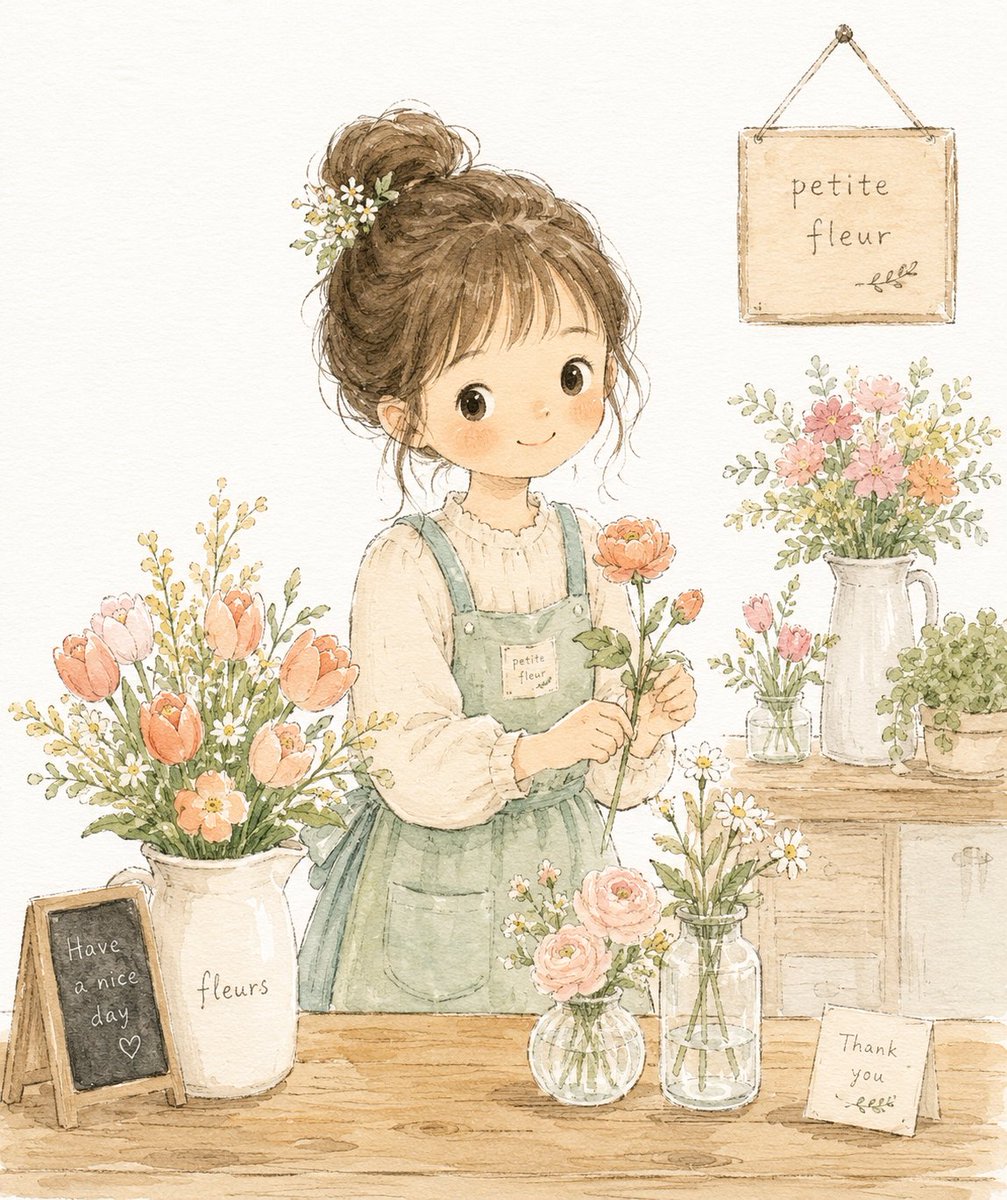 Girl illustration watercolor cute.
