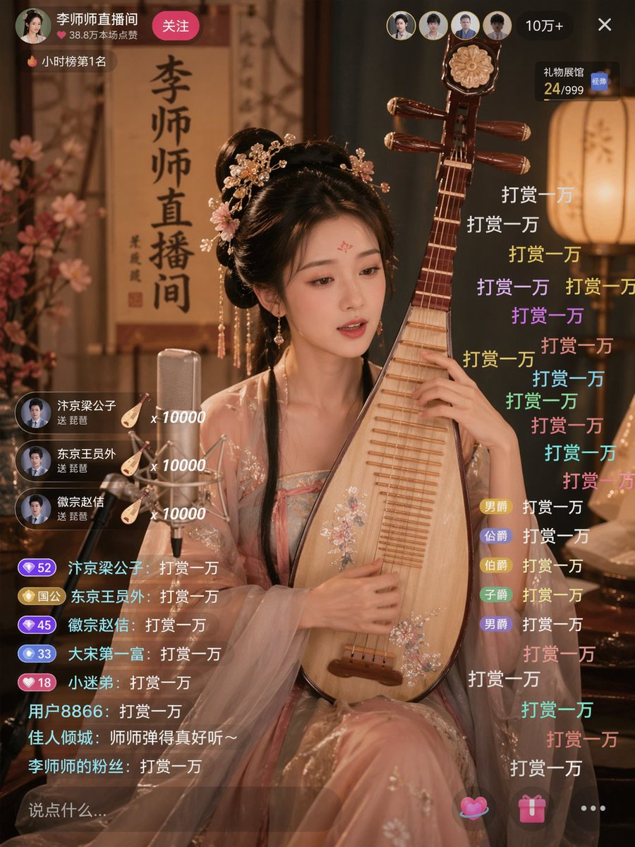 Ancient style beauty live streaming scene