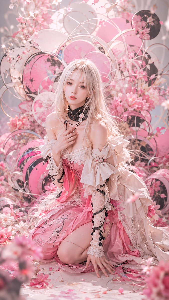 Realistic portrait, cherry blossom, dreamy, high-end