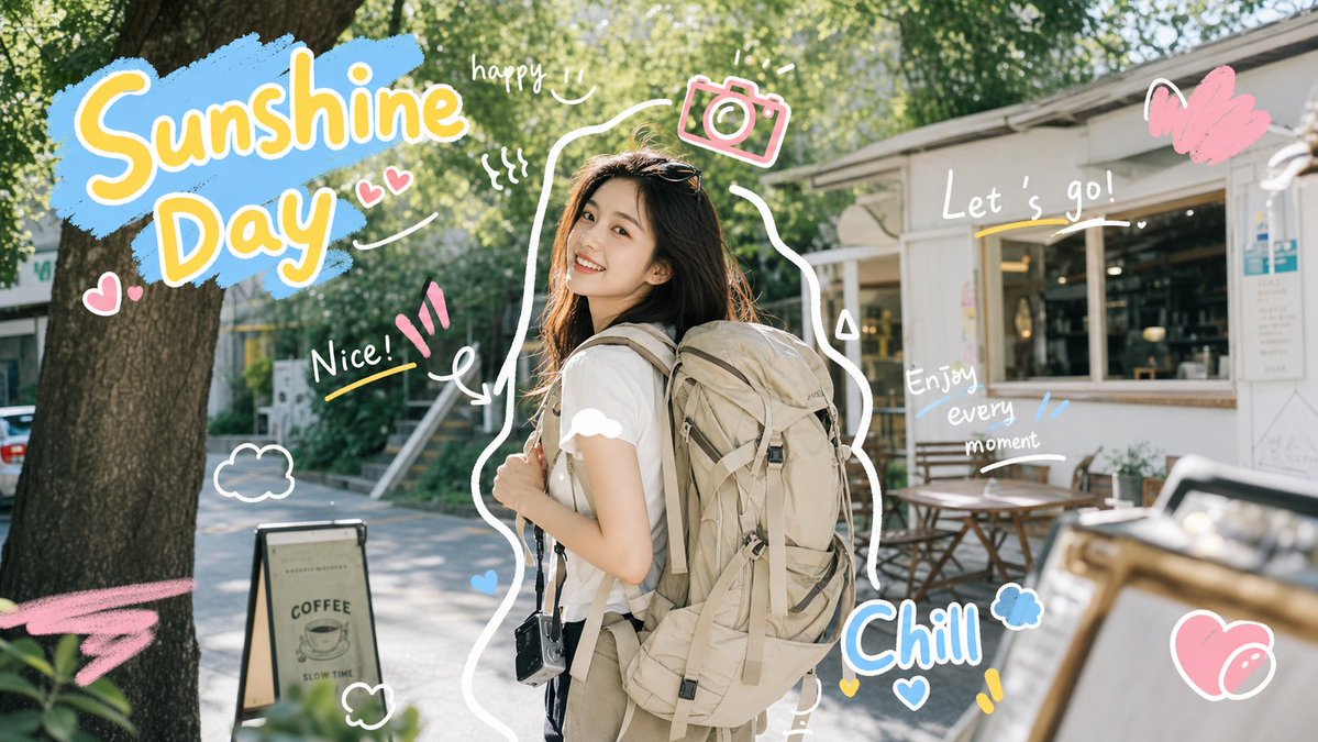 Sunny holiday travel sticker photo