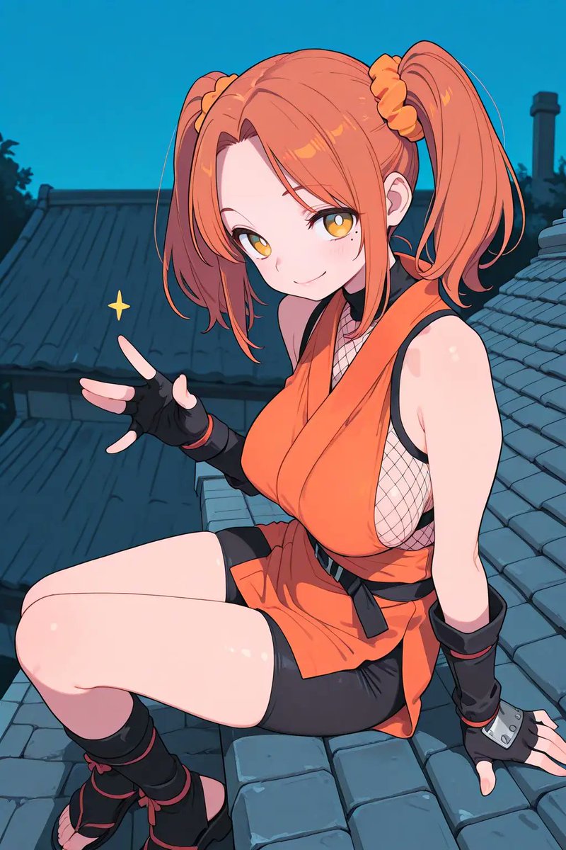 Ninja anime dusk night scene