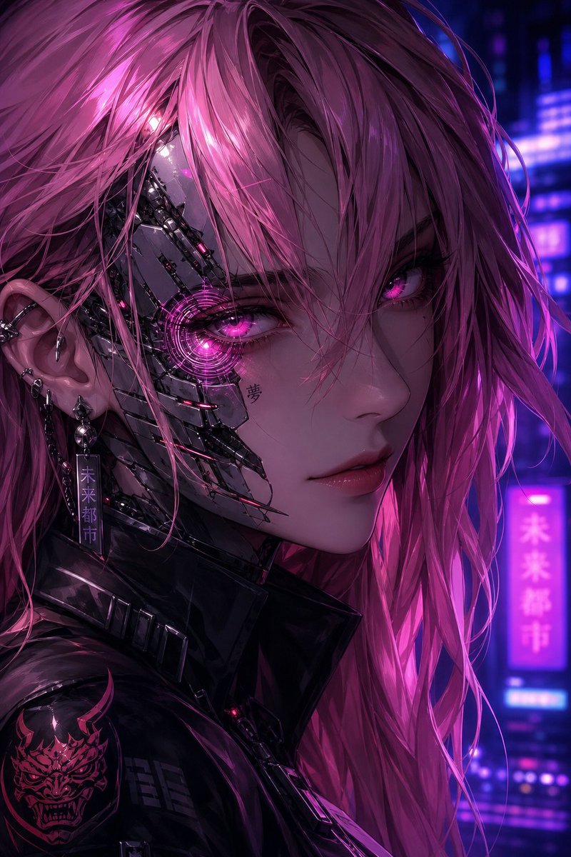 Portrait anime cyber neon cyberpunk