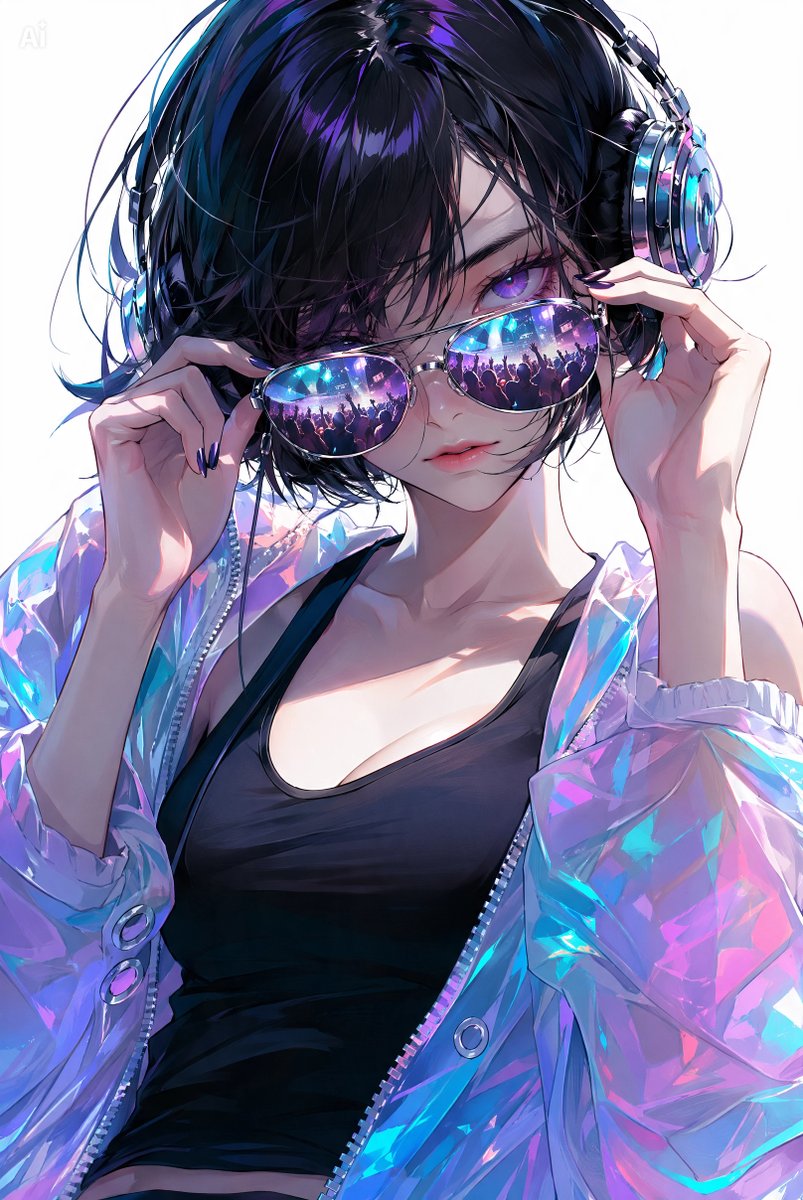Portrait anime cyber neon cyberpunk.
