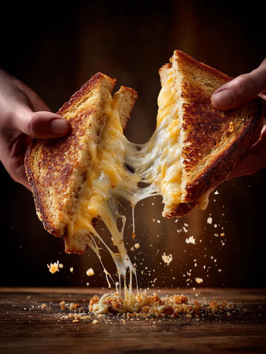 Cinematic cheese pull close-up