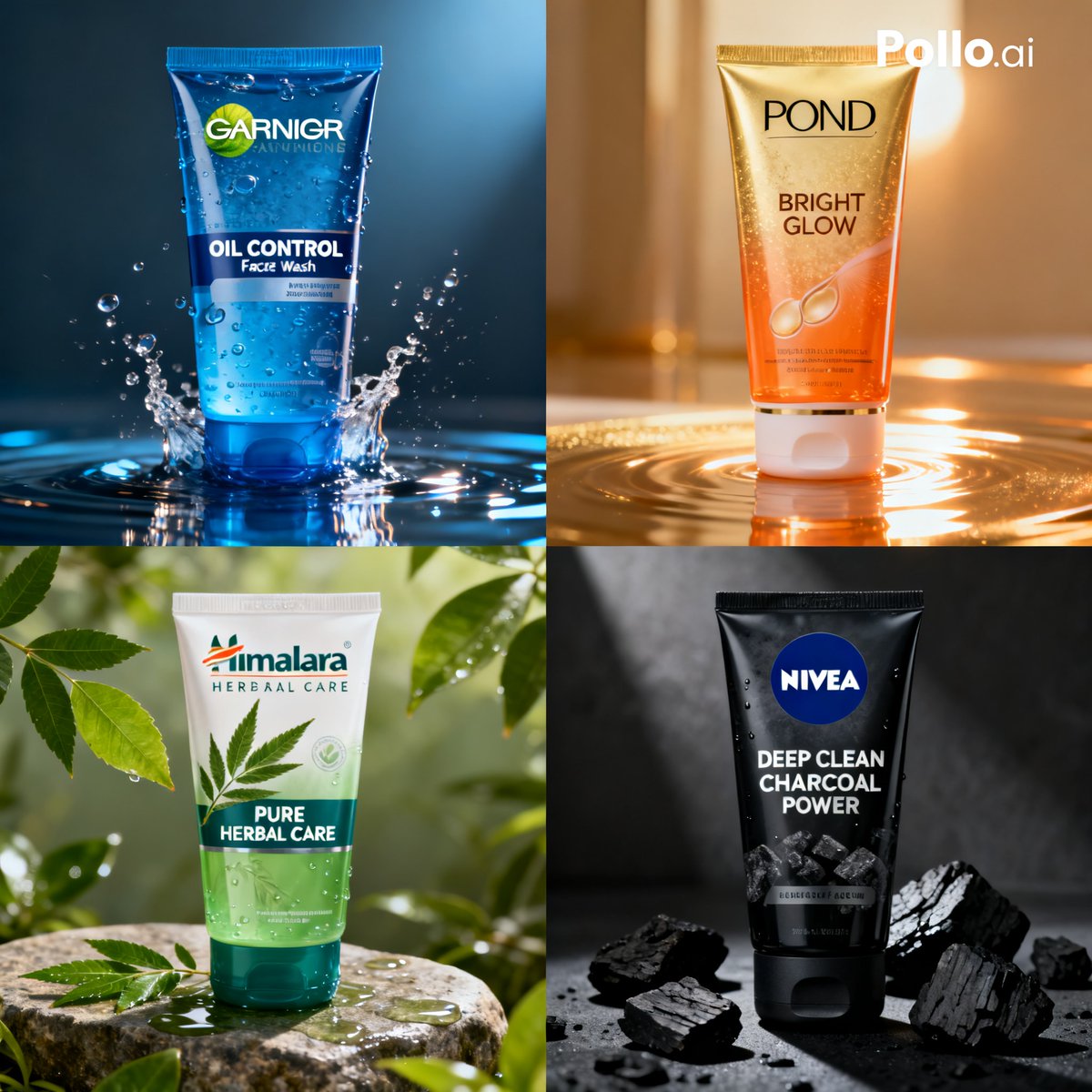 4-panel facial cleanser ad grid