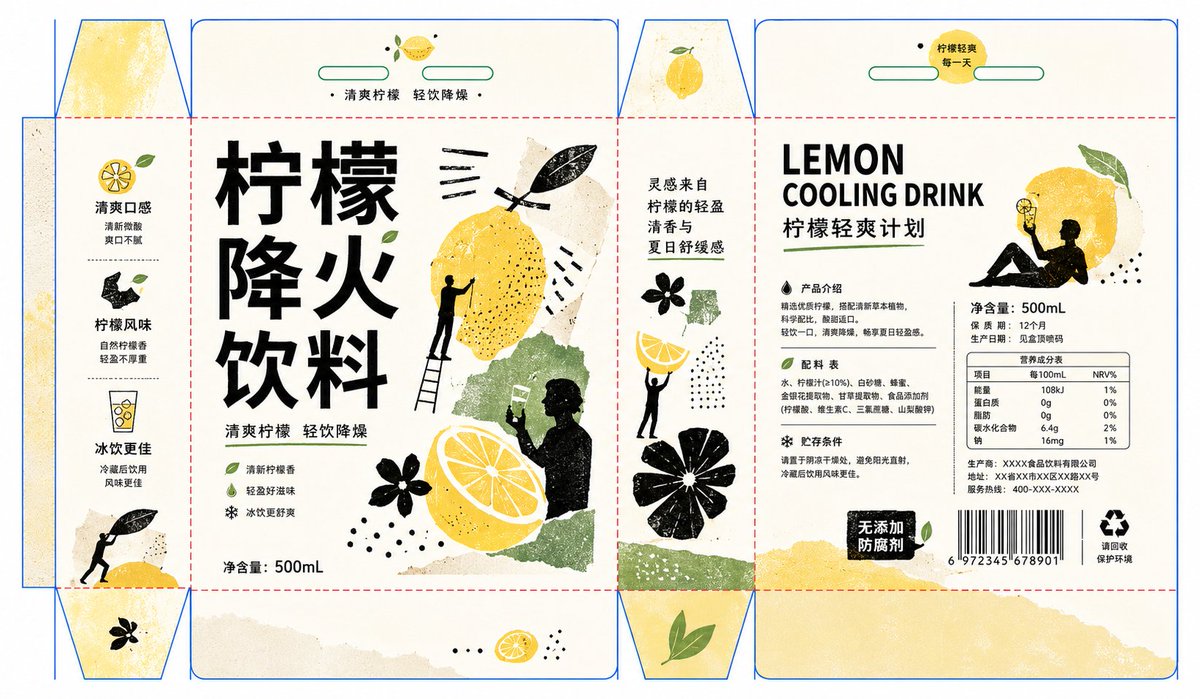 Handmade collage style packaging design