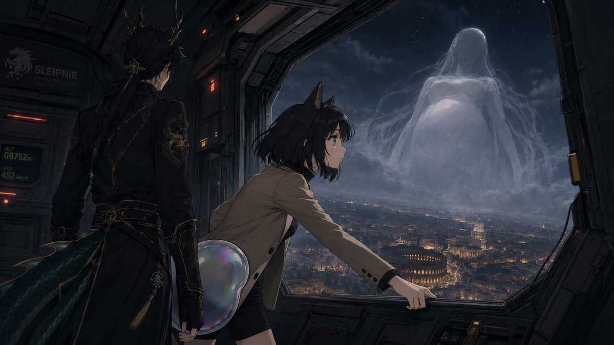 Girl cinematic anime cosmic future elegant