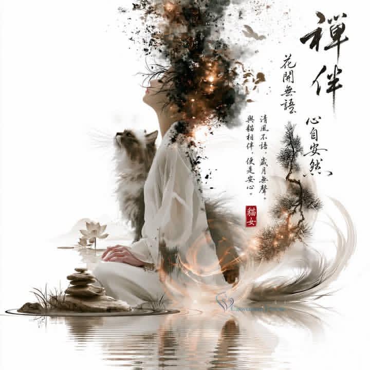 Cat watercolor minimalist dreamy elegant