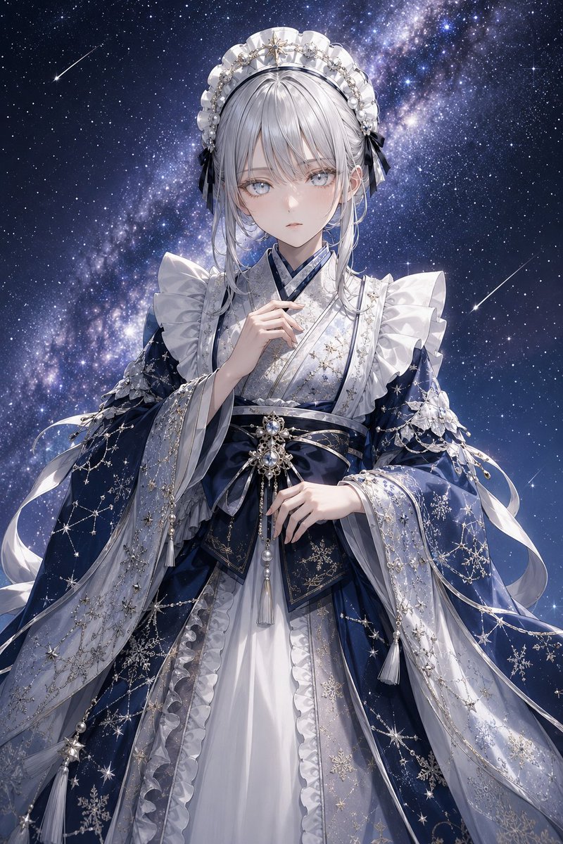 Portrait Anime Illustration Starry Night Melancholy