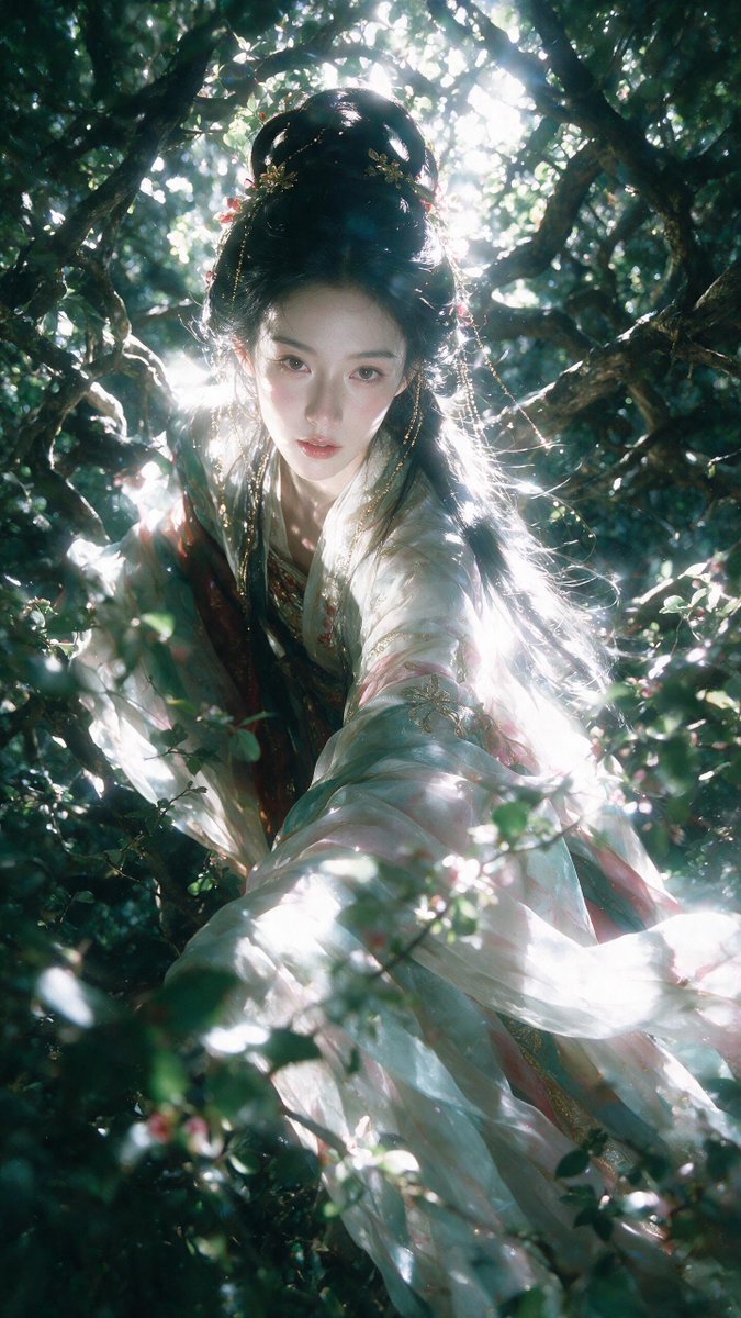 Portrait, forest, cool tone