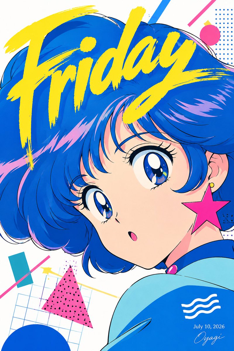 Girl anime poster retro-futuristic cute