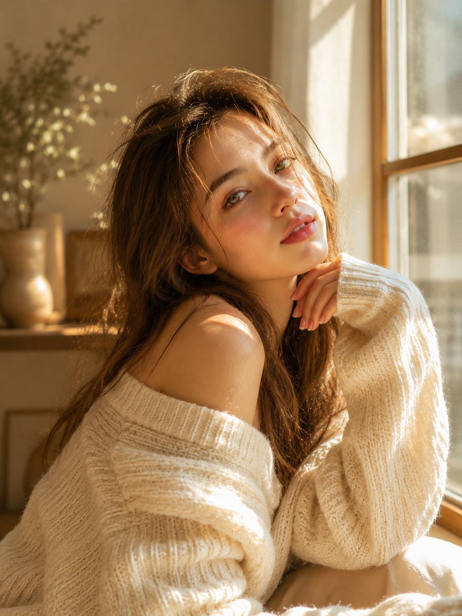 Portrait realistic anime dreamy warm elegant.