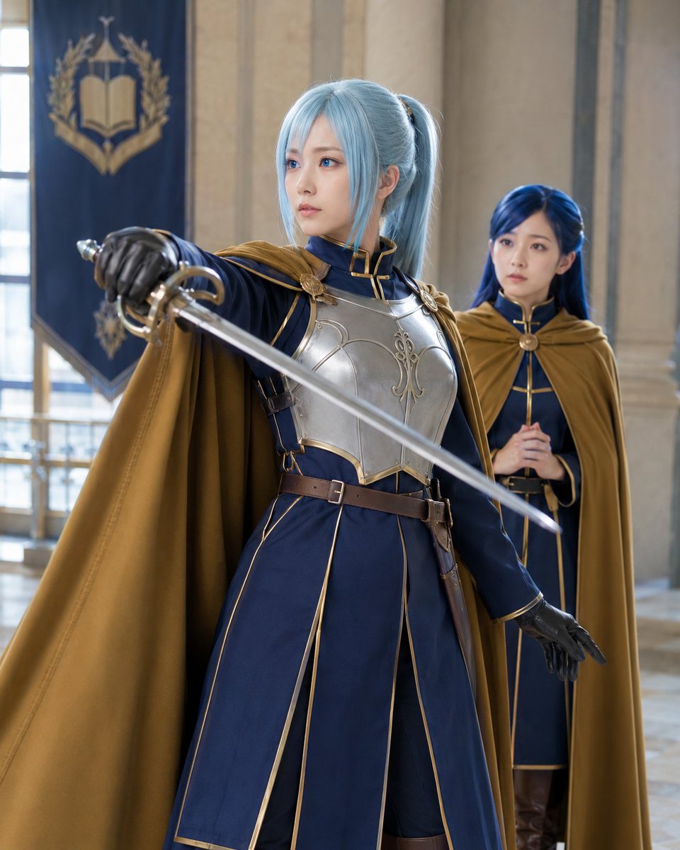 Female anime realistic cool tone church elegant