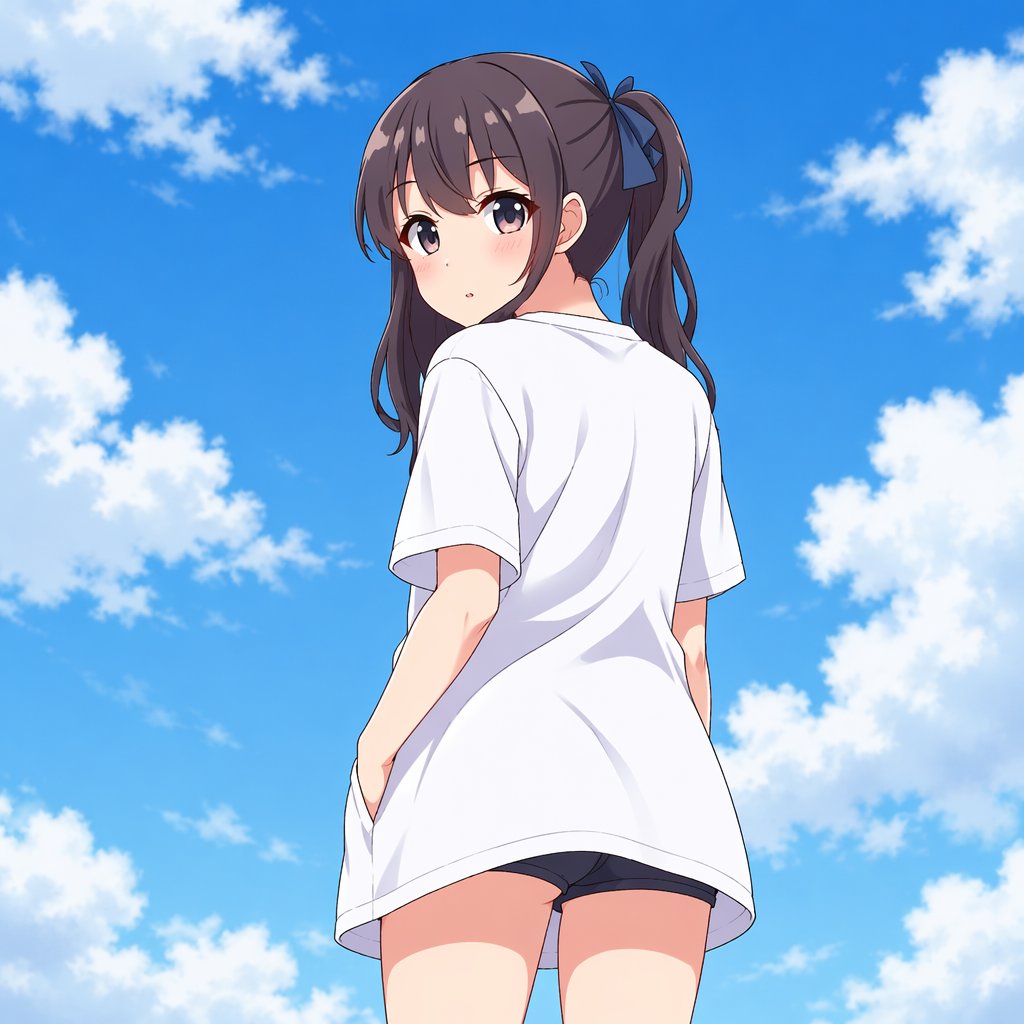 Girl anime illustration outdoor