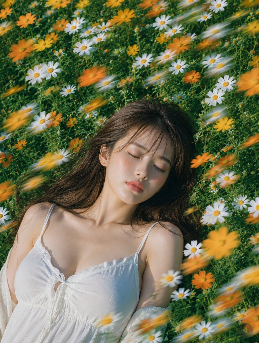 Portrait film realistic warm grassland gentle
