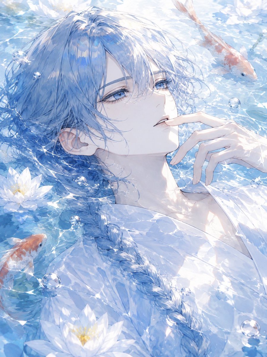 Character anime illustration dreamy cool tone