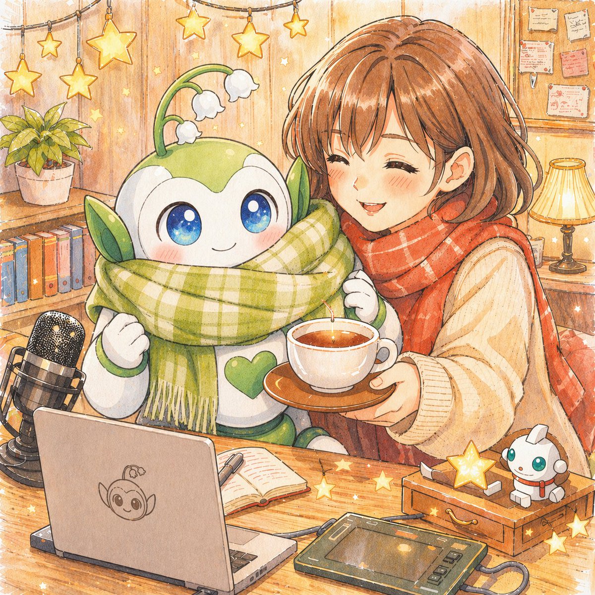 Robot anime watercolor cute