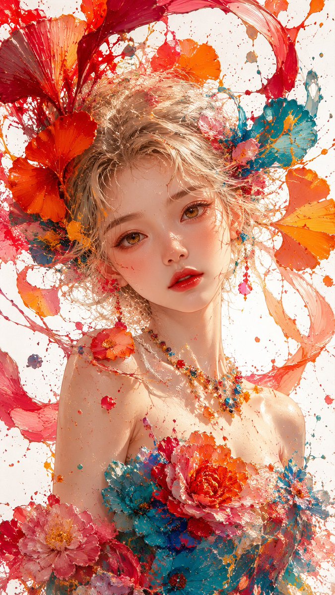 Portrait impasto oil painting warm dreamy gentle