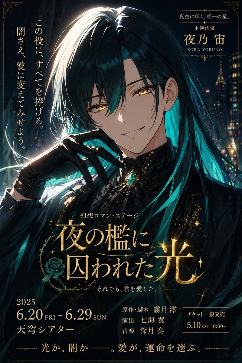 Portrait anime poster city dark elegant