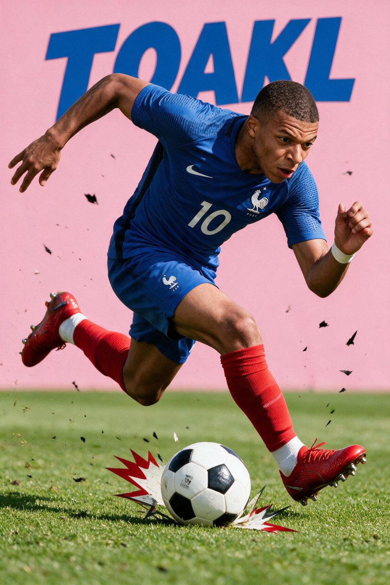 Mbappé football sprint action