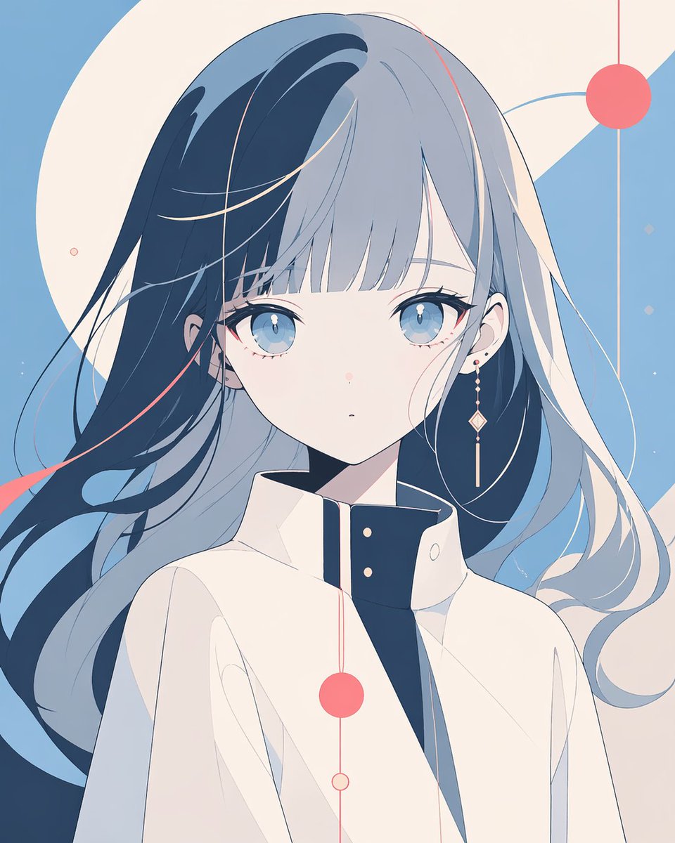Anime portrait minimalist cool-tone elegant