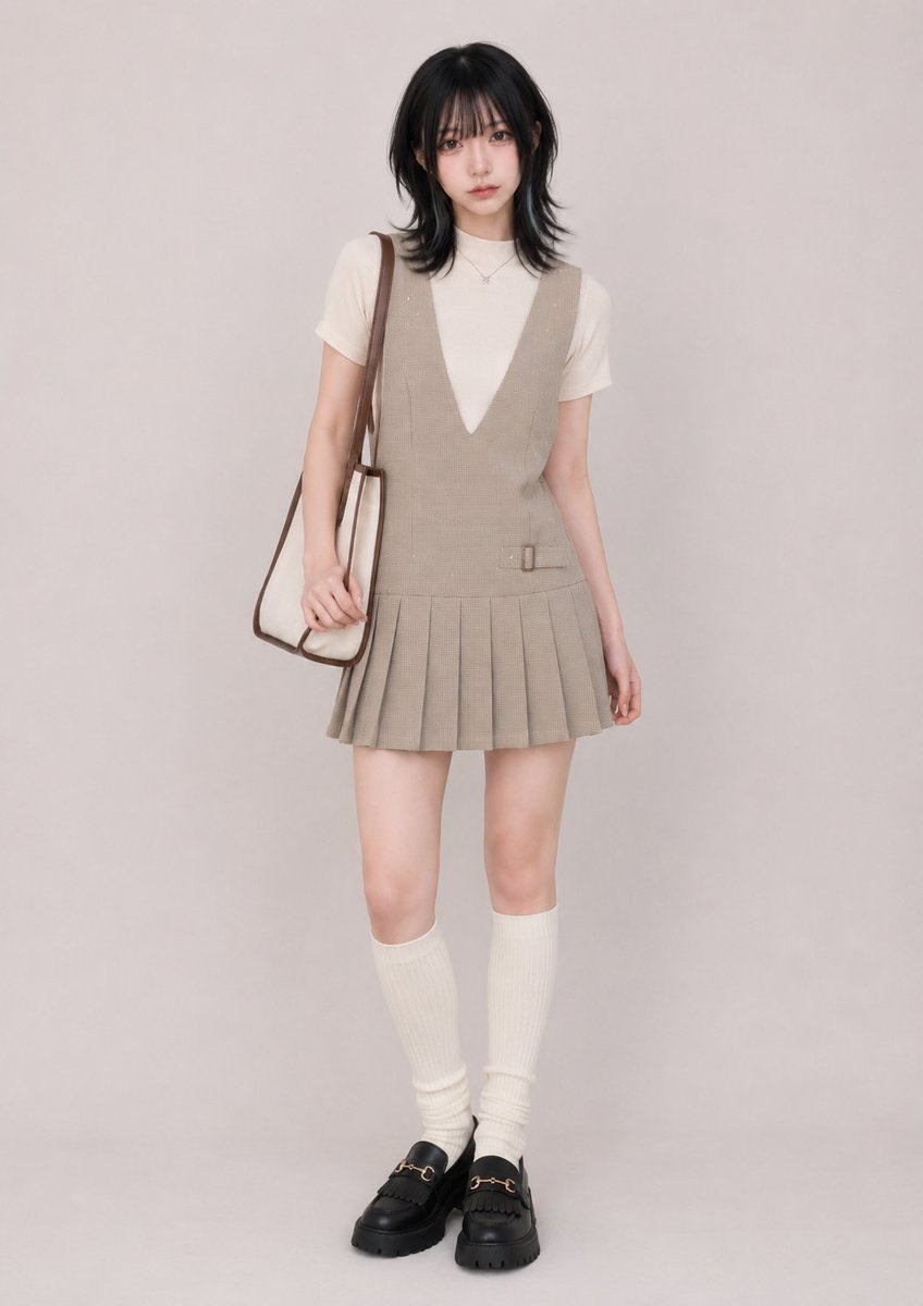 Retro campus-style girl fashion photography