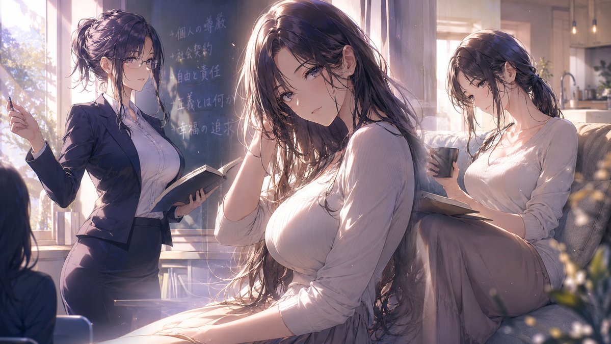 Female cinematic anime indoor elegant