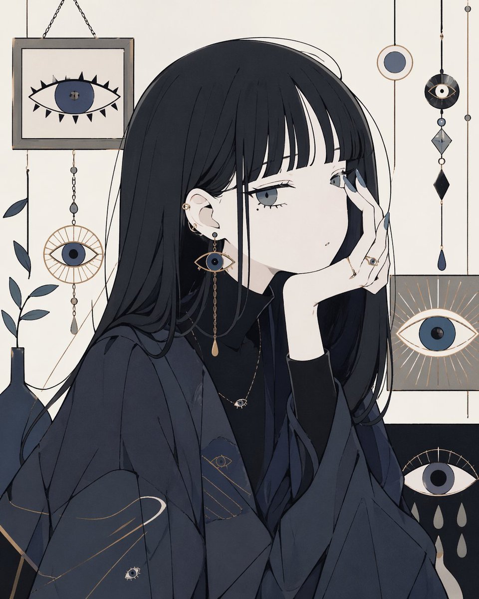 Female anime illustration melancholic