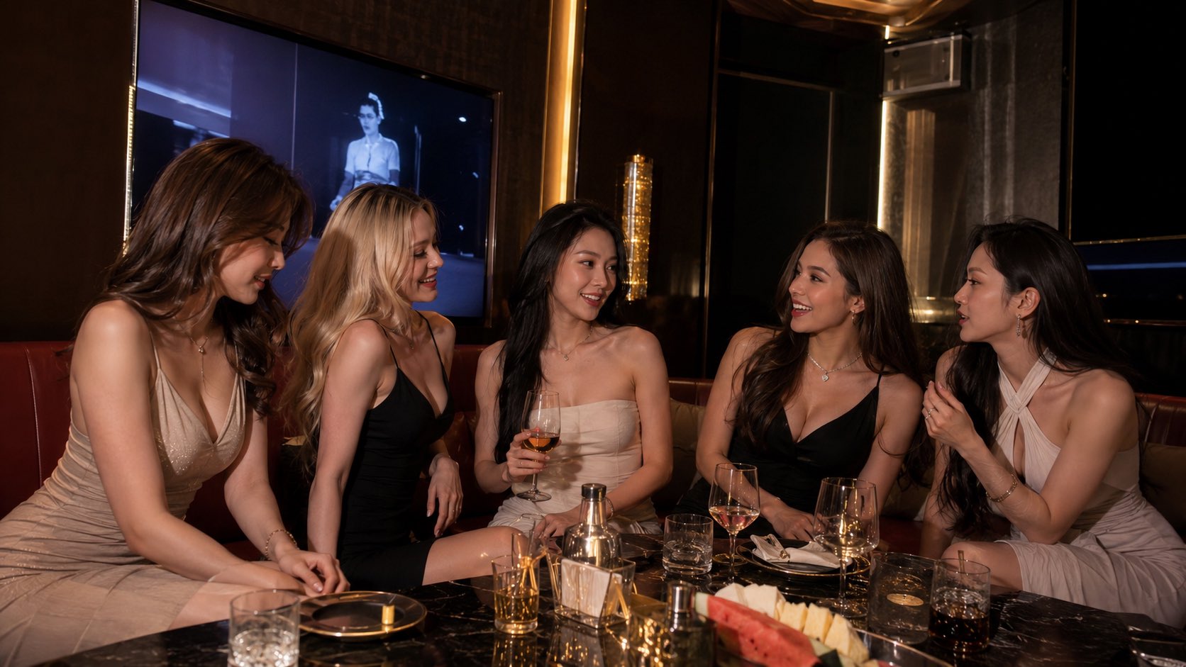 Female cinematic film night scene high-end