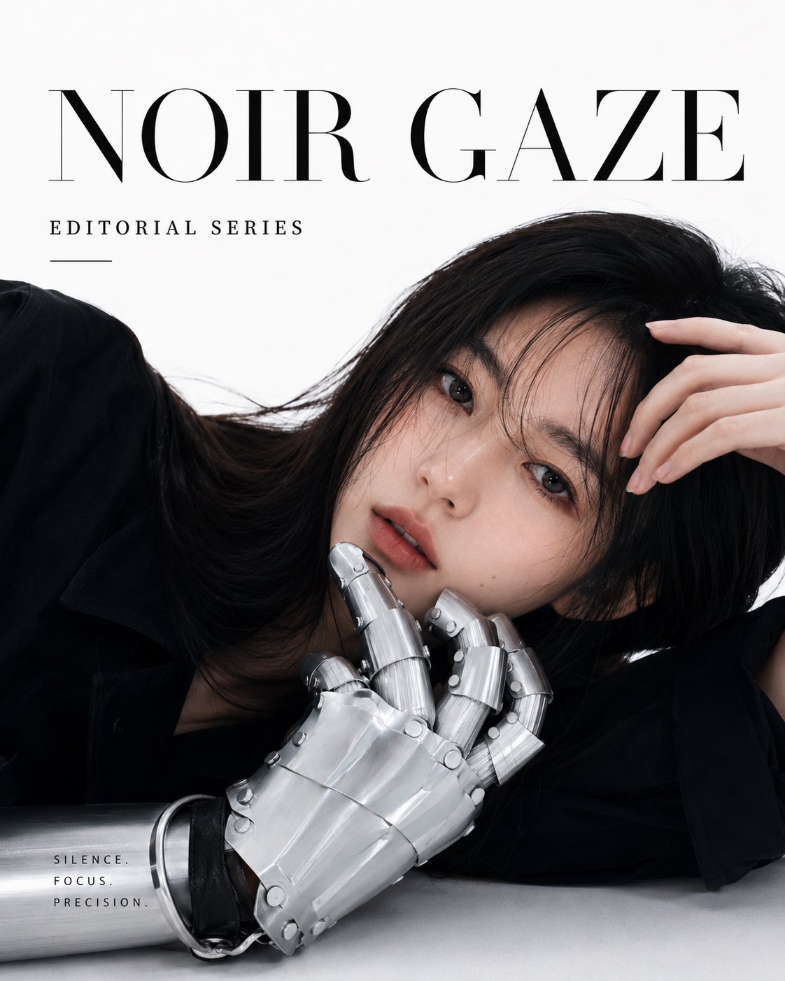 Woman minimalist cover cool tone elegant