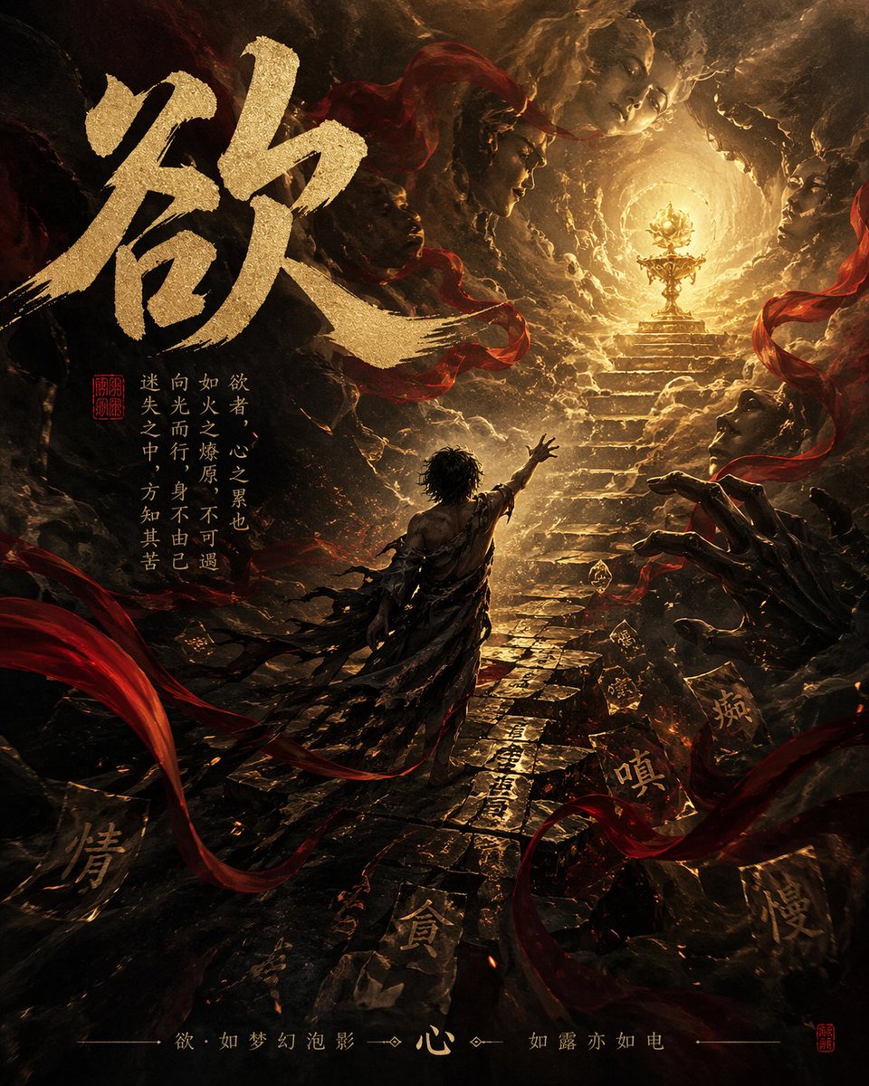 Dark, elegant character poster.