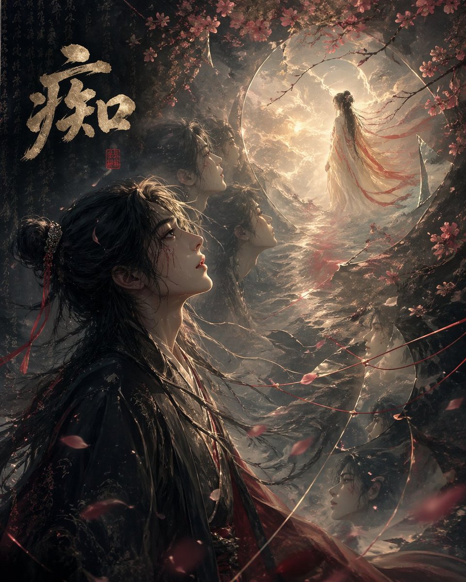 Melancholic night scene character illustration.