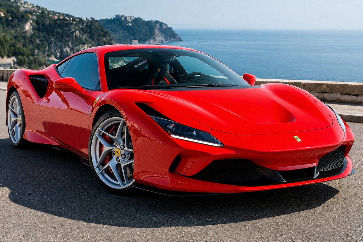 Realistic coastal sports car photography