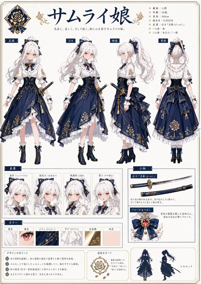 Character anime illustration cool-toned elegant