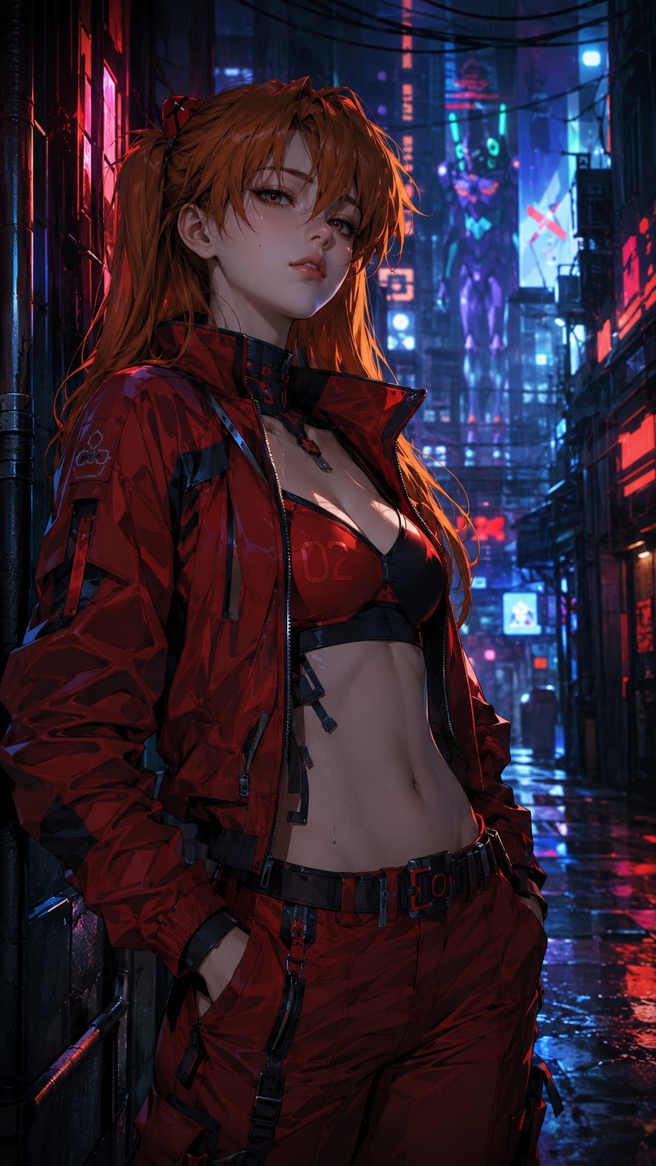 Female anime realistic neon cyberpunk