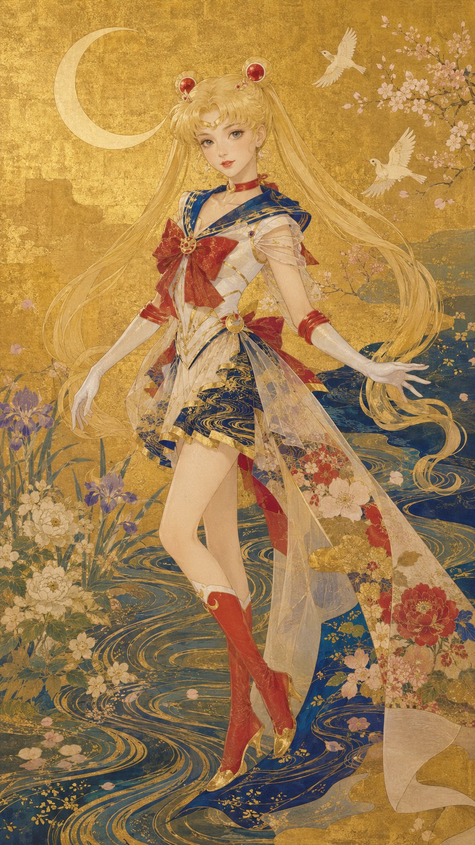 Sailor Moon ~ Rimpa gold ground