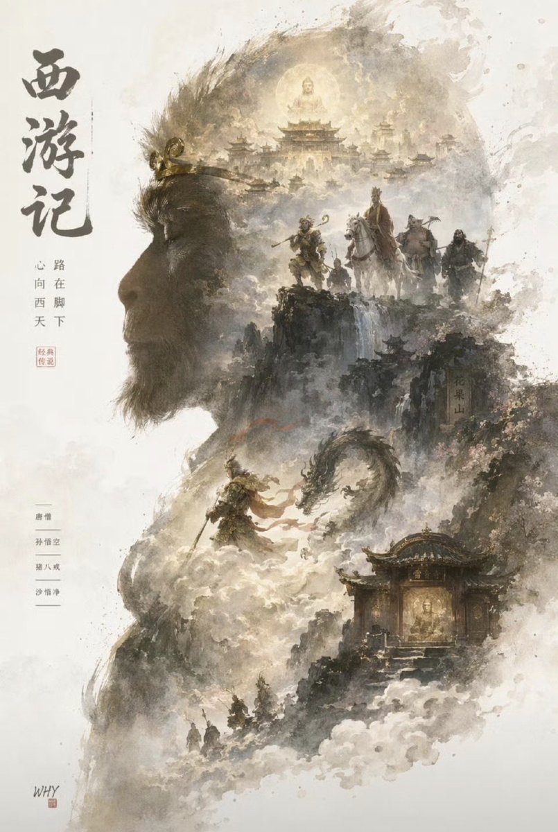 Portrait poster watercolor mountain elegant