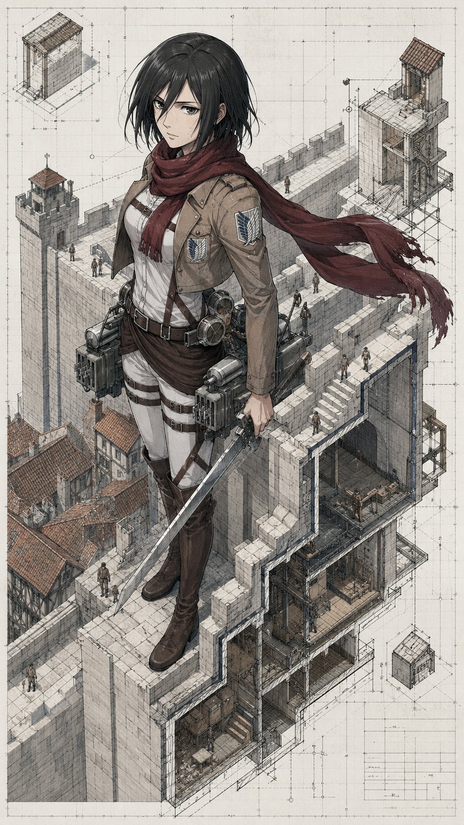 Character illustration anime cool tone