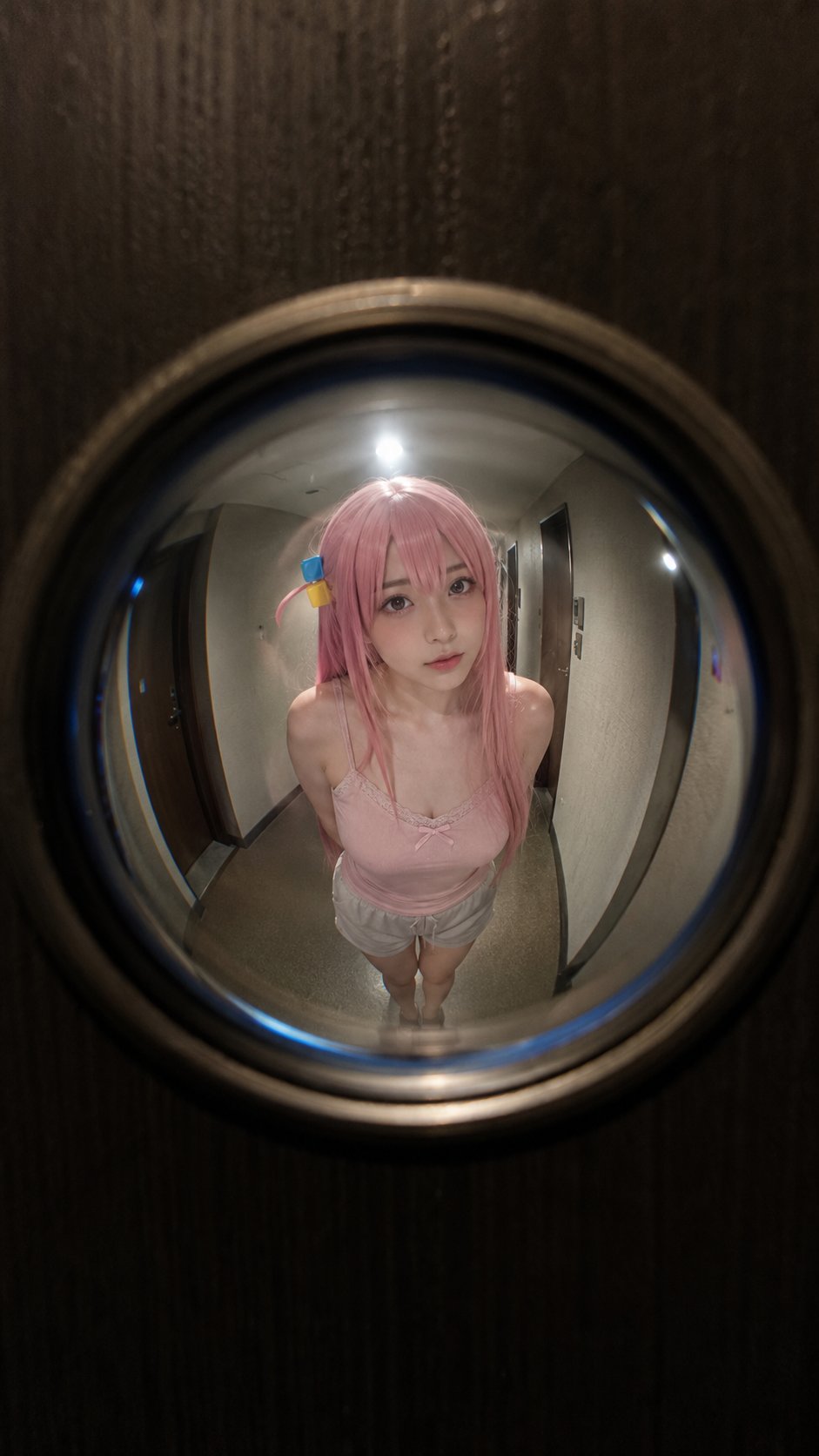Anime Heroine "Seen Through the Peephole Outside the Door"