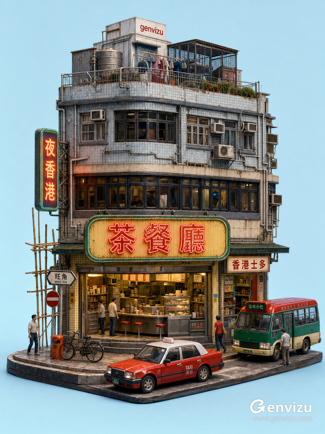 3D Architectural Pixel Brand Neon Street