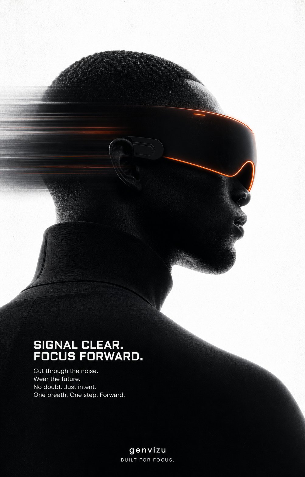 Premium minimalist futuristic neon portrait poster
