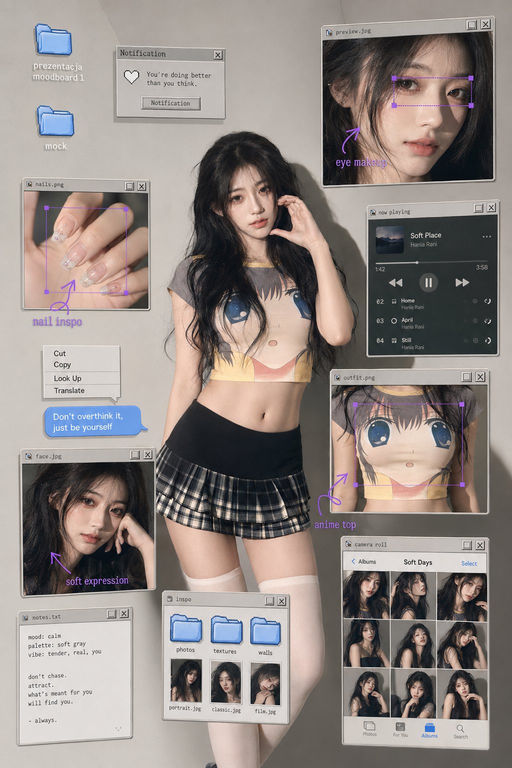 Girl Next Door Digital Annotation Style Portrait