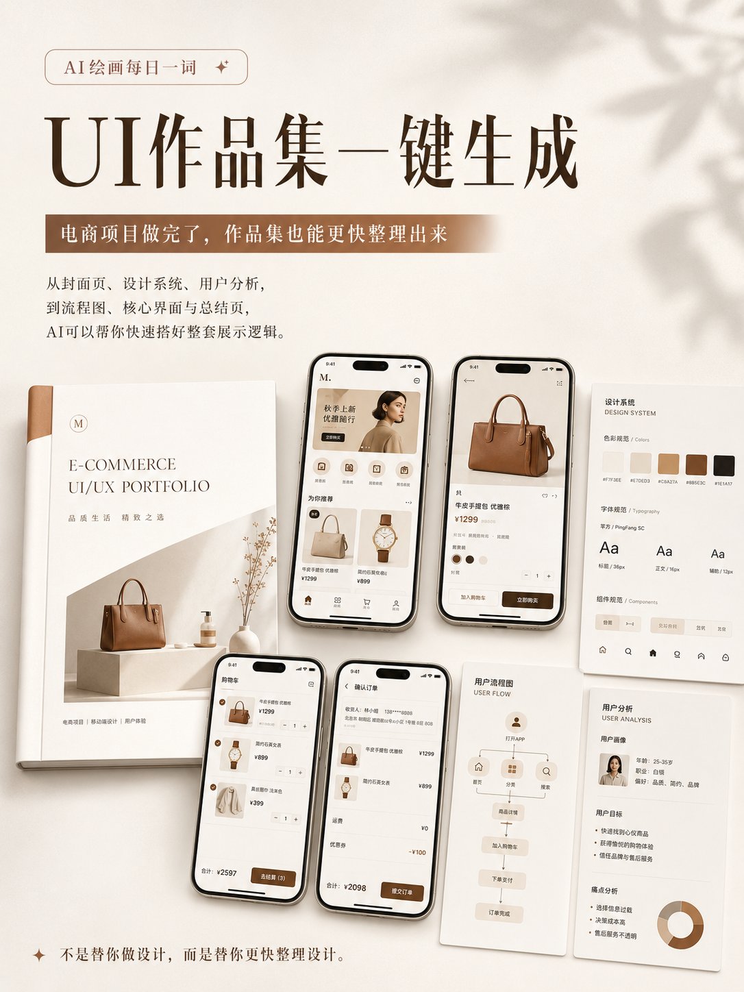 【AI Painting Daily Word】One-Click UI Portfolio Generation