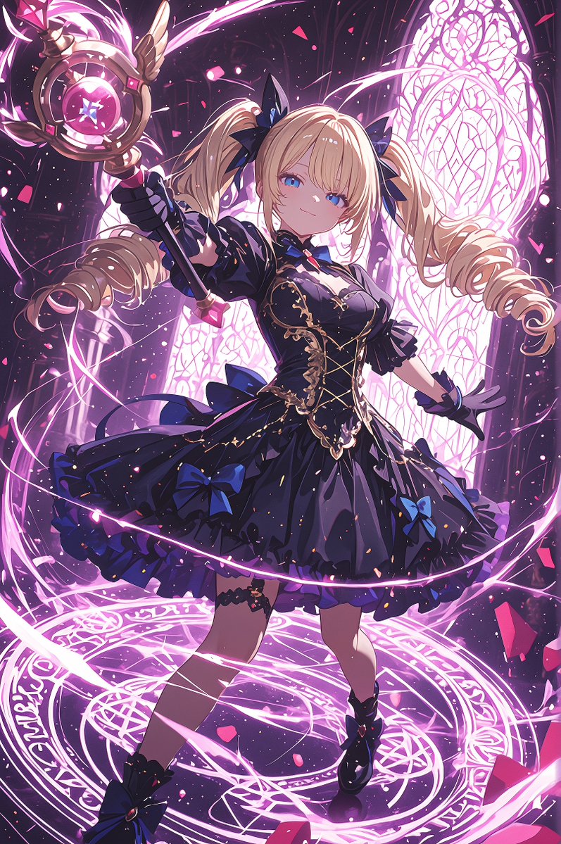 Girl anime illustration church neon