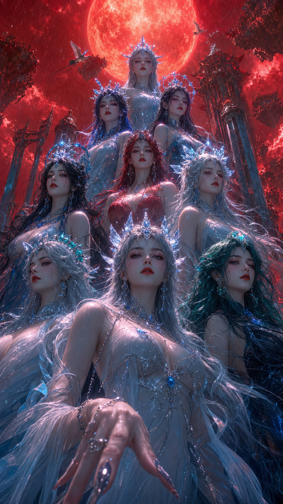 @CreateImage Extremely bright blood-red immortal realm world, ultra-realistic cinematic rendering, 8K U...