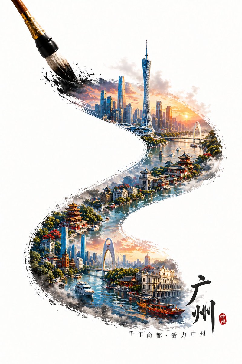 Architectural 3D Poster City Atmosphere