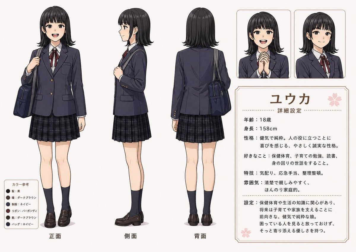 Character anime realistic, cherry blossom, cool tone, gentle
