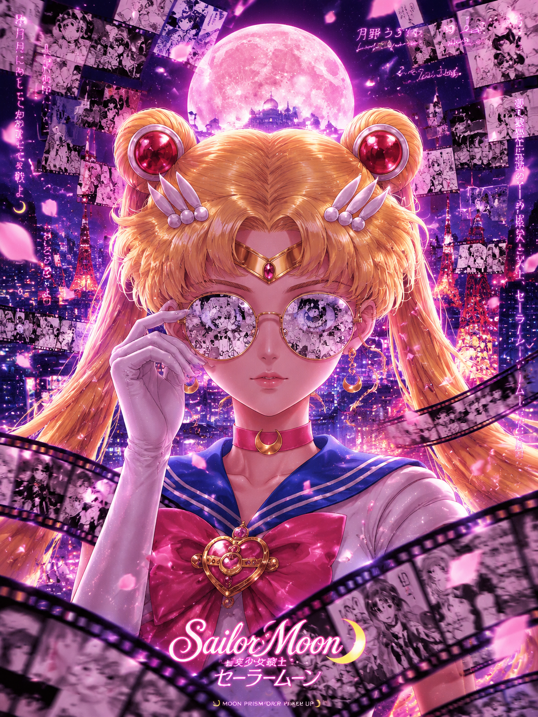 High-detail Sailor Moon-themed anime poster, Sailor Moon (…