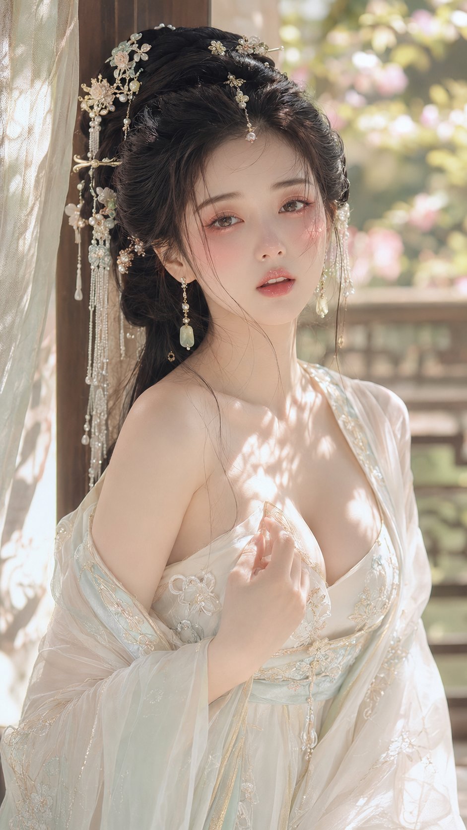 GPT Image 2 Generates Traditional Chinese Style Beauty Portrait: Floral Shadow Tipsy Water-Glow Makeup